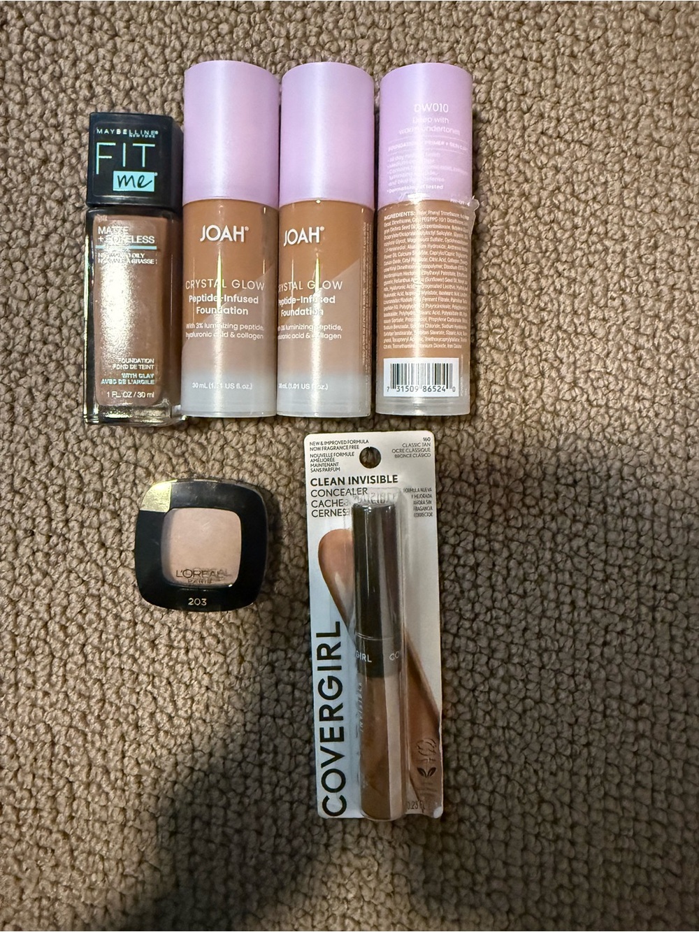J.O.A. Crystal Glow Foundation Trio - Pink Caps, Beige Bottles